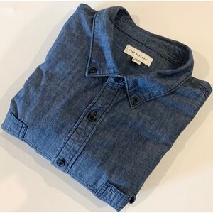 Free Assembly Mens XXXL Blue Chambray Button Down Shirt FAMWT00131FA23 XXXL